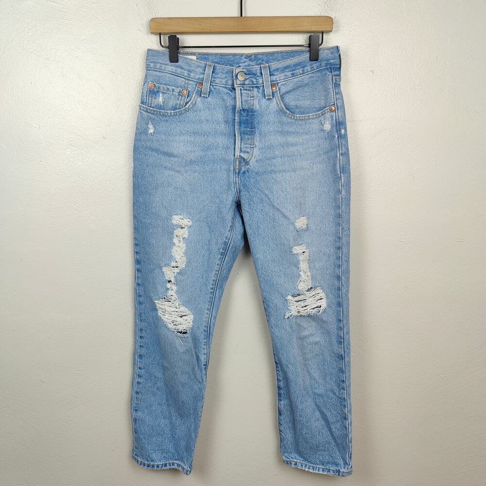 Levis 501 Jeans Womens 27 Ojai Ring‎ Straight Leg Button Fly Knee Rips